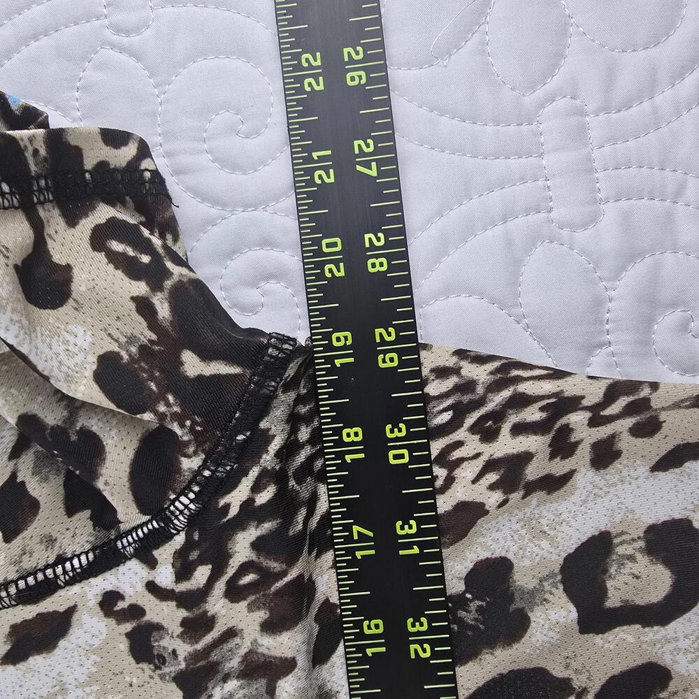 Kevan Hall Sport Leopard Print Quarter Zip Golf Top Performance Shirt size Large - Picture 5 of 7
